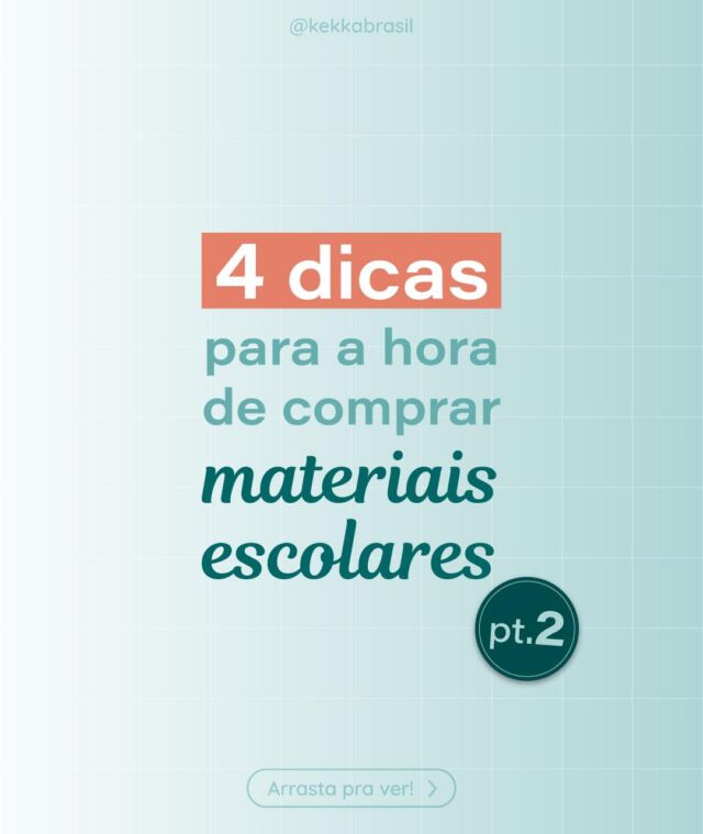 Hoje trazemos nesse carrossel mais 4 dicas para o planejamento de sua compra de material escolar.
Sabemos que a conta é alta e exige muita atenção.👀

Além das oito dicas (tem mais quatro no post de sexta passada), é muito importante conversar com os filhos. Avaliar o que pode ser feito e o que é supérfluo dentro de cada realidade financeira.
Com planejamento, paciência e criatividade, tudo dá certo.

Bom ano letivo!!!

#kekka #materialescolar #explorar #dicas #financas #financeiro #educacaofinanceira #economia #dinheiro #contabilidade #viral #bemestarfinanceiro